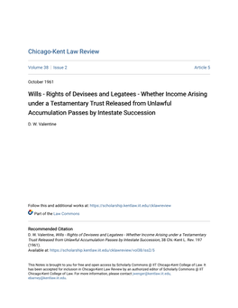 Whether Income Arising Under a Testamentary Trust Released from Unlawful Accumulation Passes by Intestate Succession