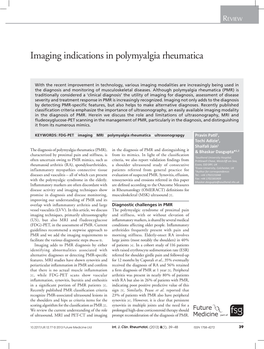 Imaging Indications in Polymyalgia Rheumatica