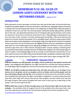 Nehemiah 9:32-38; 10:28-29 Lesson: God's Covenant With