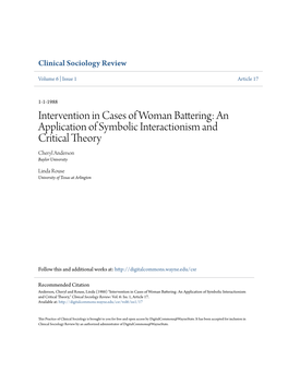 An Application of Symbolic Interactionism and Critical Theory Cheryl Anderson Baylor University