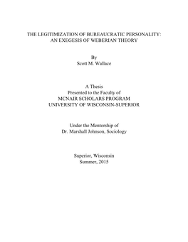 The Legitimization of Bureaucratic Personality: an Exegesis of Weberian Theory