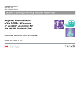 Projected Financial Impact of the COVID-19 Pandemic on Canadian Universities for the 2020/21 Academic Year