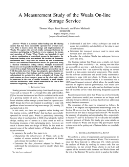 A Measurement Study of the Wuala On-Line Storage Service