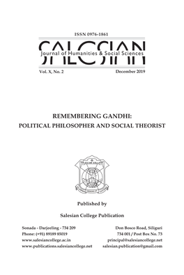 Remembering Gandhi: Political Philosopher and Social Theorist