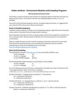 Hodor and Bran - Environment Modules and Compiling Programs