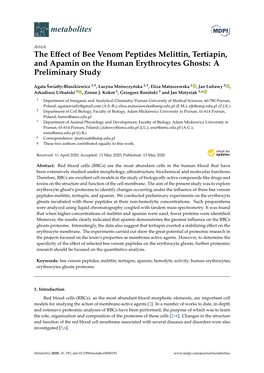 The Effect of Bee Venom Peptides Melittin, Tertiapin, and Apamin On