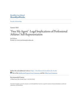 Legal Implications of Professional Athletes' Self-Representation Jodi Balsam Brooklyn Law School, Jodi.Balsam@Brooklaw.Edu