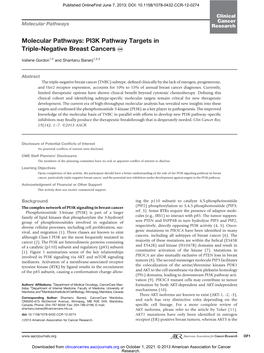 PI3K Pathway Targets in Triple-Negative Breast Cancers