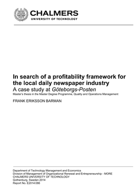 In Search of a Profitability Framework for the Local Daily Newspaper Industry