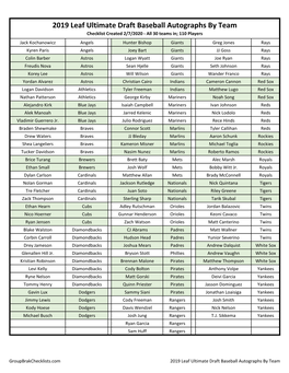 2019 Leaf Ultimate Draft Baseball Checklist