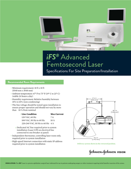 Ifs® Advanced Femtosecond Laser Specifications for Site Preparation/Installation