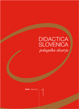 DIDACTICA SLOVENICA – PEDAGOŠKA OBZORJA Znanstvena Revija Za Didaktiko