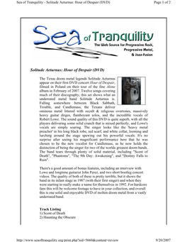 Solitude Aeturnus: Hour of Despair (DVD) Page 1 of 2