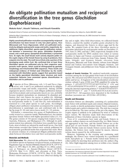 An Obligate Pollination Mutualism and Reciprocal Diversification in the Tree Genus Glochidion (Euphorbiaceae)