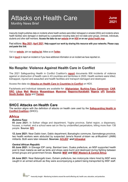 Attacks on Health Care Monthly News Brief, June 2021