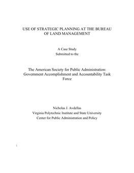 Use of Strategic Planning at the Bureau of Land Management