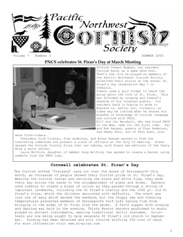 PNCS Celebrates St. Piran's Day at March Meeting Cornwall Celebrates