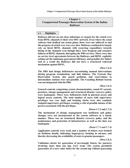 Chapter 1 Computerised Passenger Reservation System of the Indian Railways