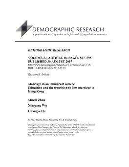 Education and the Transition to First Marriage in Hong Kong