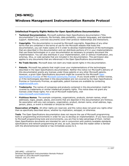 [MS-WMI]: Windows Management Instrumentation Remote Protocol