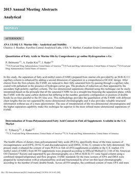 2013 Annual Meeting Abstracts Analytical