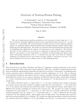 Overview of Neutron-Proton Pairing Arxiv:1405.1652V1 [Nucl-Th] 7 May 2014