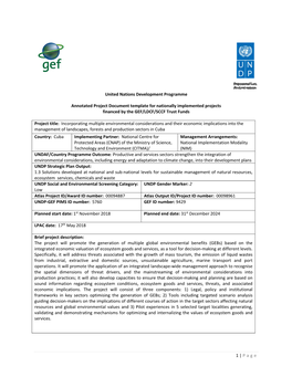 Project Document Template for Nationally Implemented Projects Financed by the GEF/LDCF/SCCF Trust Funds