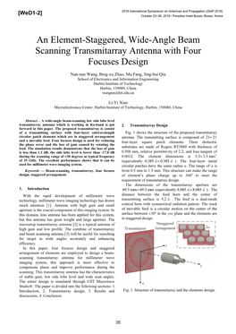 An Element-Staggered, Wide-Angle Beam Scanning Transmitarray Antenna with Four Focuses Design