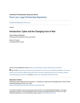 Introduction: Cyber and the Changing Face of War