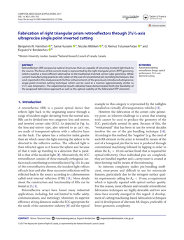 Fabrication of Right Triangular Prism Retroreflectors Through 3½½-Axis Ultraprecise Single Point Inverted Cutting