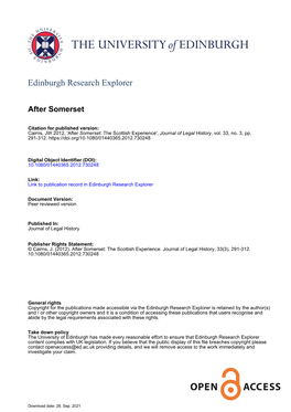 After Somerset: the Scottish Experience', Journal of Legal History, Vol