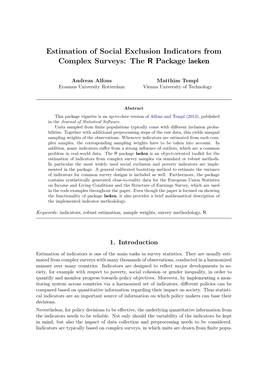 Estimation of Social Exclusion Indicators from Complex Surveys: the R Package Laeken