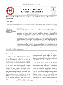 Bulletin of the Mineral Research and Exploration