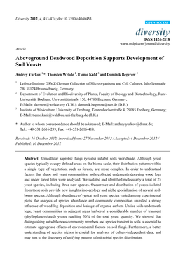 Aboveground Deadwood Deposition Supports Development of Soil Yeasts