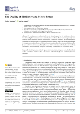 The Duality of Similarity and Metric Spaces