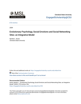 Evolutionary Psychology, Social Emotions and Social Networking Sites: an Integrative Model