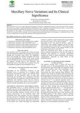 Maxillary Nerve Variations and Its Clinical Significance