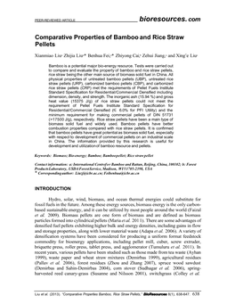 Comparative Properties of Bamboo and Rice Straw Pellets