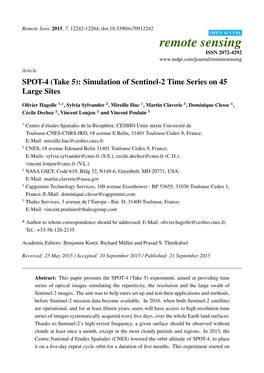 SPOT-4 (Take 5): Simulation of Sentinel-2 Time Series on 45 Large Sites