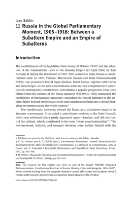 11 Russia in the Global Parliamentary Moment, 1905–1918: Between a Subaltern Empire and an Empire of Subalterns