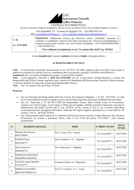 CENTRALE DI COMMITTENZA –Via Zanardelli, 33 – Comune Di Stigliano Tel. – Fax 0835/561314 PEC Cucstigliano@Ebaspec.It