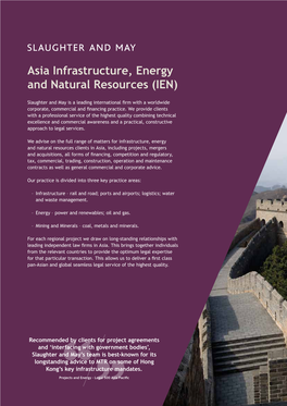 Asia Infrastructure, Energy and Natural Resources (IEN)