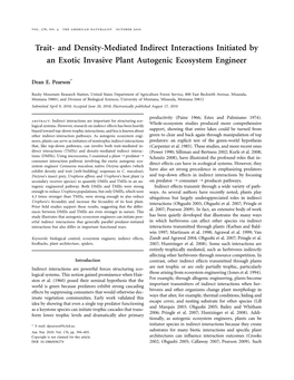 Trait- and Density-Mediated Indirect Interactions Initiated by an Exotic Invasive Plant Autogenic Ecosystem Engineer