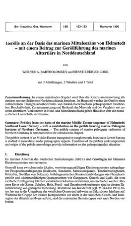 Gerolle an Der Basis Des Marinen Mitteleozäns Von Helmstedt - Mit Einem Beitrag Zur Geröllführung Des Marinen Alttertiärs in Norddeutschland