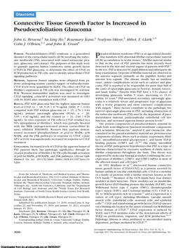 Connective Tissue Growth Factor Is Increased in Pseudoexfoliation Glaucoma