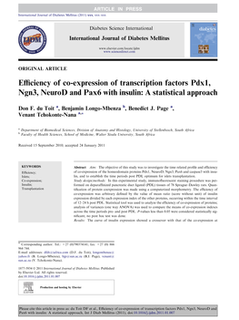 Efficiency of Co-Expression of Transcription Factors Pdx1, Ngn3