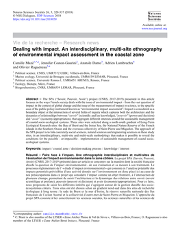 Dealing with Impact. an Interdisciplinary, Multi-Site Ethnography of Environmental Impact Assessment in the Coastal Zone