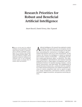 Research Priorities for Robust and Beneficial Artificial Intelligence