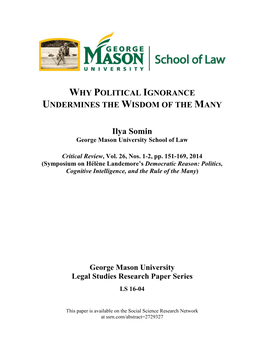 Ilya Somin George Mason University School of Law