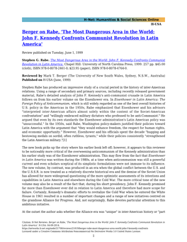 The Most Dangerous Area in the World: John F. Kennedy Confronts Communist Revolution in Latin America'